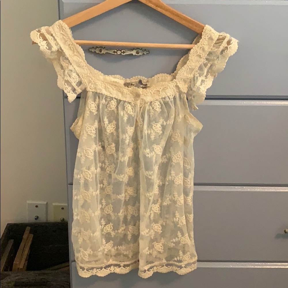Cream sheer top